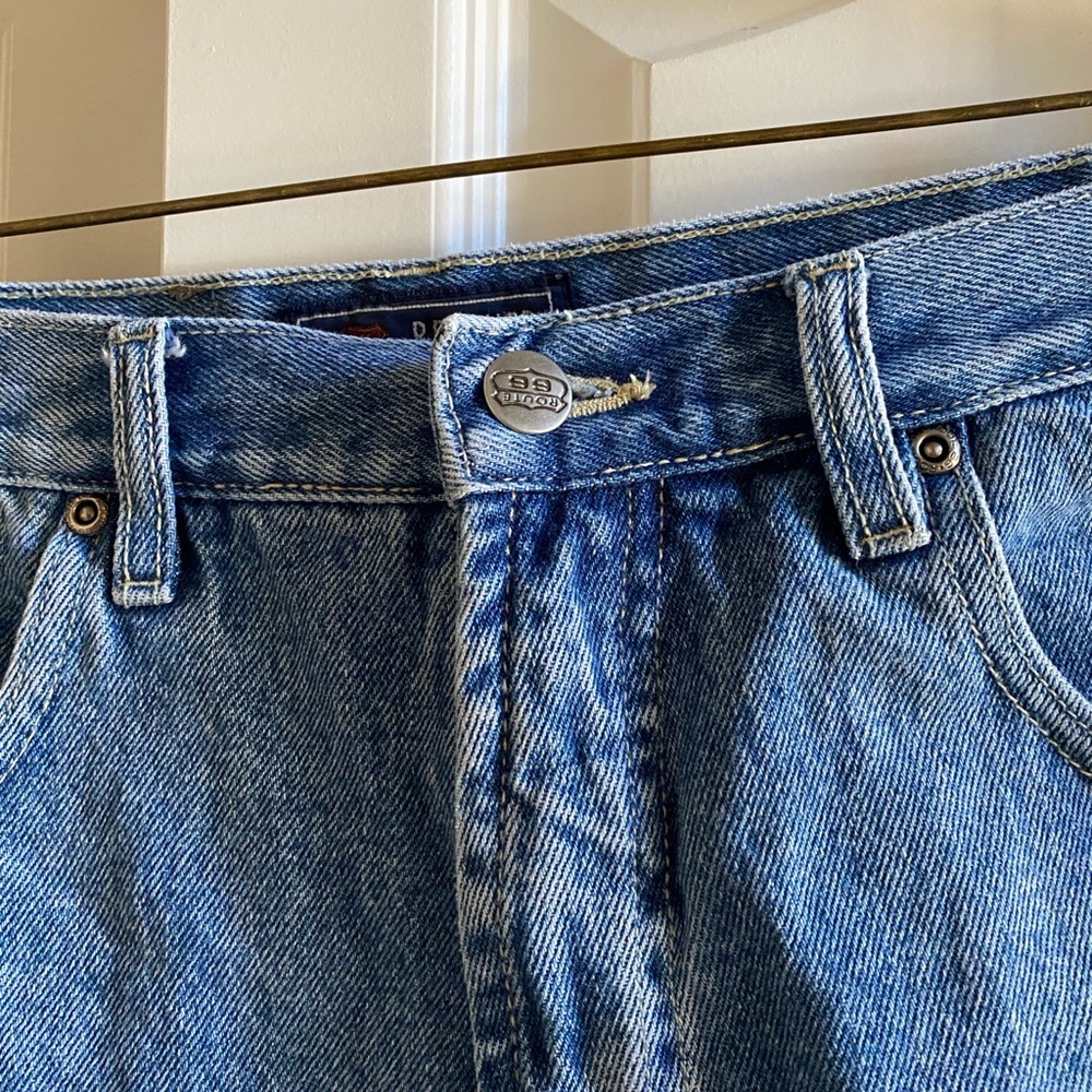 Vintage 90's Route 66 Distressed Frayed Highwaisted  Denim Jean Shorts 32 - Picture 4 of 13